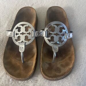 Women’s Tory Burch, silver sandals, size 9